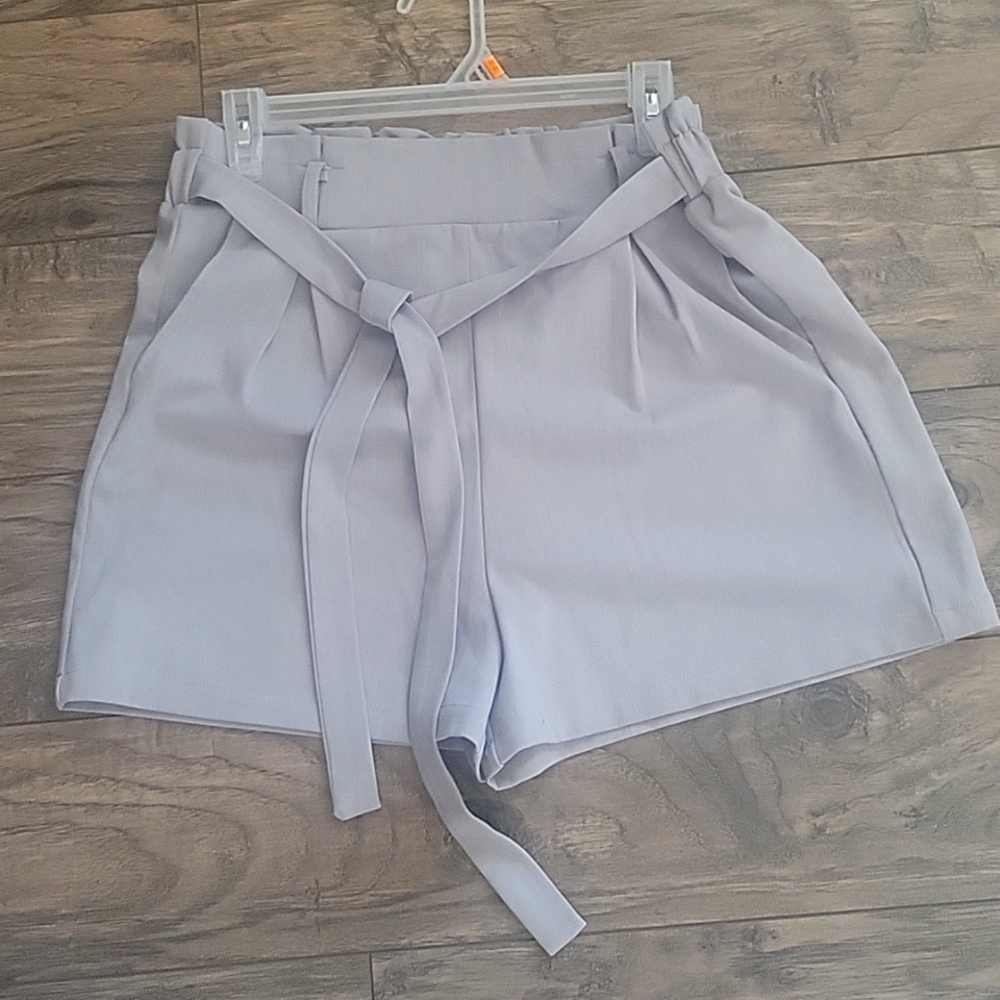 Grey Waist tie high Waisted shorts paperbag shorts,  size L